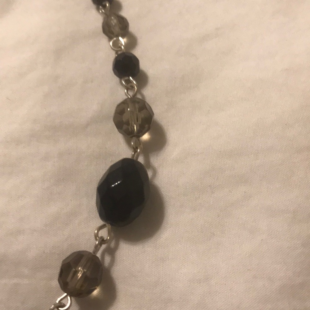 Black/smoky grey beaded necklace. - Picture 3 of 5